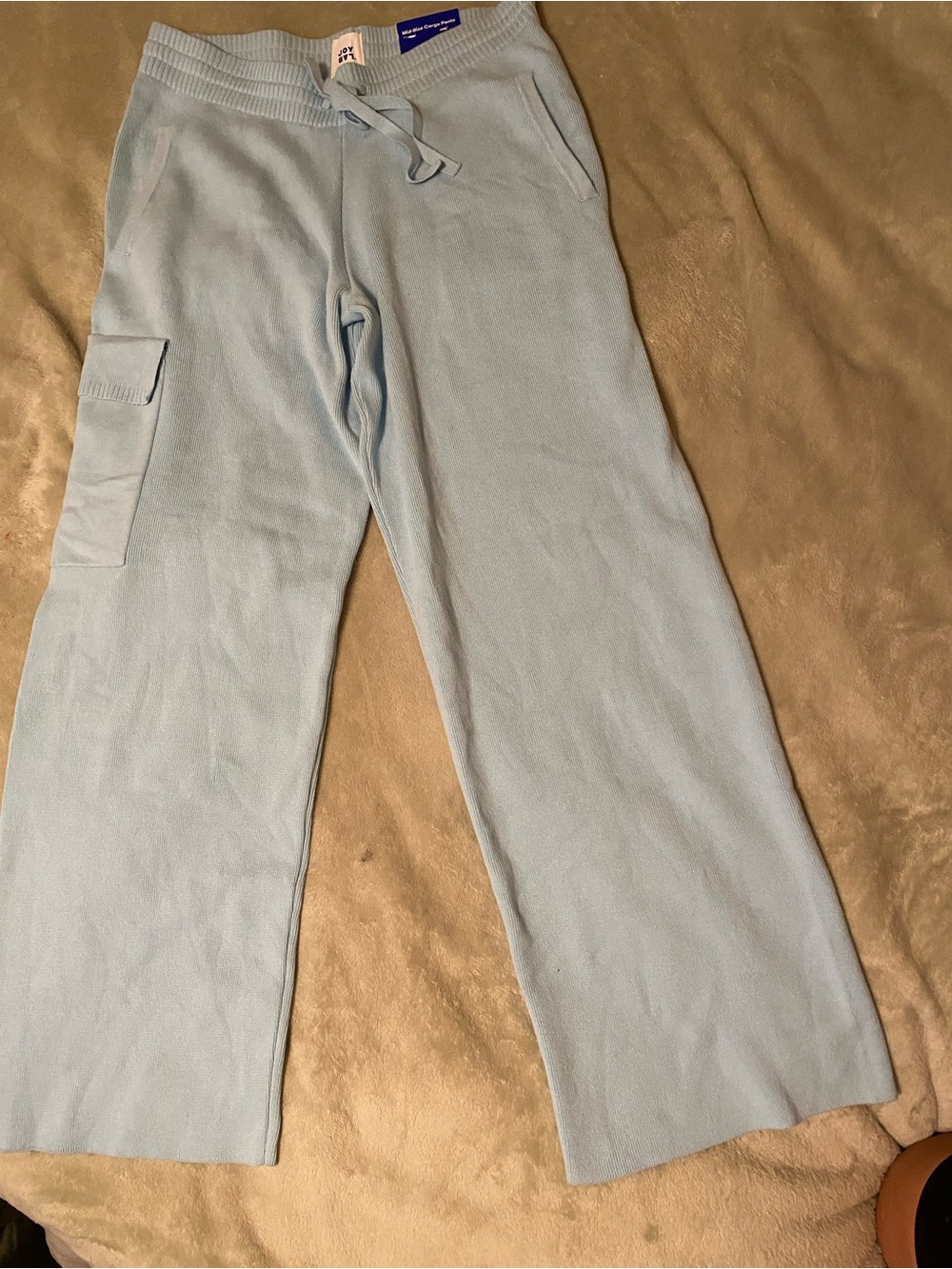 JoyLab Women's High-Rise Sweater Cargo Pants, M- Light Blue - Picture 2 of 8